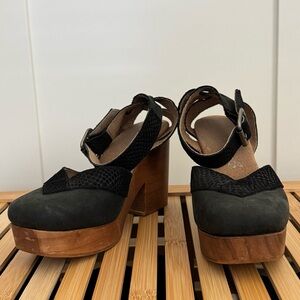 Free People chunky wood platform mary jane clogs heels size eu 36